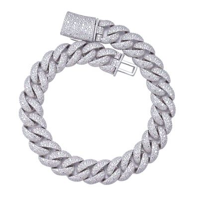 GRA D Color Iced Out Moissanite 20MM Men's Cluster Miami Cuban Link Chain With 925 Sterling Silver Pass Diamond Tester