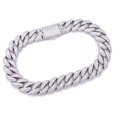 GRA D Color Iced Out Moissanite 20MM Men's Cluster Miami Cuban Link Chain With 925 Sterling Silver Pass Diamond Tester