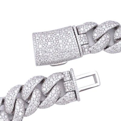 GRA D Color Iced Out Moissanite 20MM Men's Cluster Miami Cuban Link Chain With 925 Sterling Silver Pass Diamond Tester