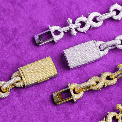 Factory Direct  Hip Hop GRA Bling VVS Moissanite 925 Sterling Silver Pass Diamond Tester Infinity Cross Link Cuban Chain for Men