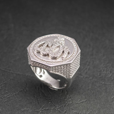 2025 Hip Hop Fine Jewelry Passd Diamond Tester 925 Sterling Silver Iced Out VVS Moissanite Islam Allah Octagon Ring for Men