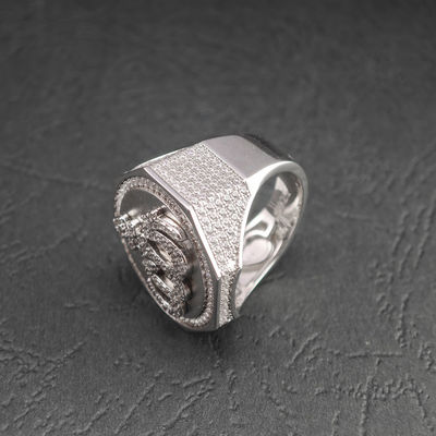 2025 Hip Hop Fine Jewelry Passd Diamond Tester 925 Sterling Silver Iced Out VVS Moissanite Islam Allah Octagon Ring for Men