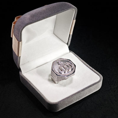2025 Hip Hop Fine Jewelry Passd Diamond Tester 925 Sterling Silver Iced Out VVS Moissanite Islam Allah Octagon Ring for Men