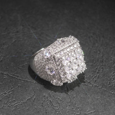 Hip Hop GRA High Quality Iced Out Bling 925 Sterling Silver Pass Diamond Tester VVS Princess Cut Moissanite Cluster Ring for Men