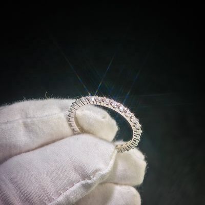High Quality Bling 925 Sterling Silver Pass Diamond Tester  VVS Moissanite Claw Setting Eternity Band Ring for Women Gift
