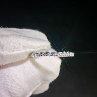 High Quality Bling 925 Sterling Silver Pass Diamond Tester  VVS Moissanite Claw Setting Eternity Band Ring for Women Gift