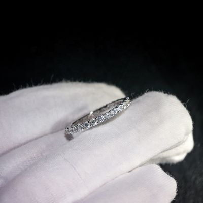 High Quality Bling 925 Sterling Silver Pass Diamond Tester  VVS Moissanite Claw Setting Eternity Band Ring for Women Gift