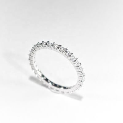High Quality Bling 925 Sterling Silver Pass Diamond Tester  VVS Moissanite Claw Setting Eternity Band Ring for Women Gift