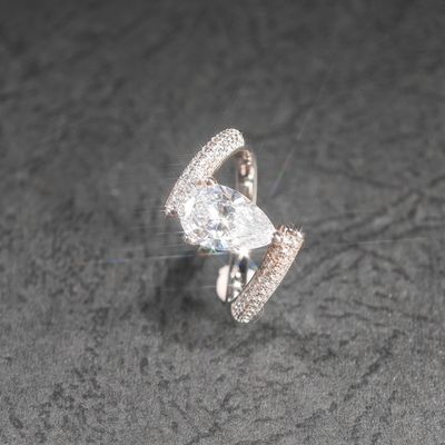 Fine Jewelry GRA Iced Out Bling VVS D Color Moissanite 925 Sterling Silver Pass Diamond Tester Pear Ring for Women Men