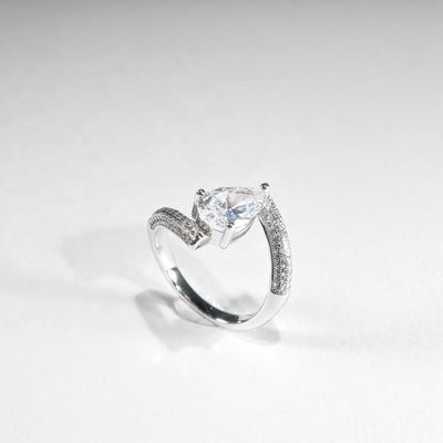 Fine Jewelry GRA Iced Out Bling VVS D Color Moissanite 925 Sterling Silver Pass Diamond Tester Pear Ring for Women Men