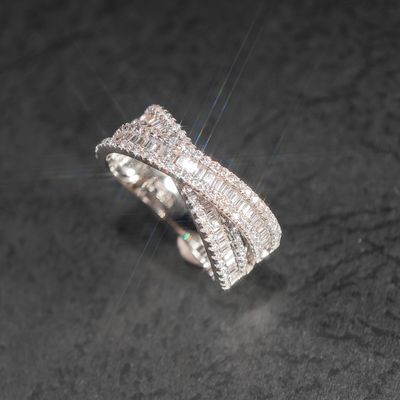 High Quality GRA Iced Out Baguette VVS D Color Moissanite 925 Sterling Silver Pass Diamond Tester Double Band Ring for Women Men