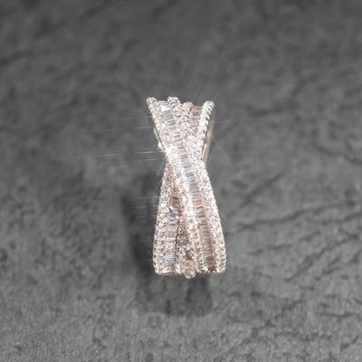 High Quality GRA Iced Out Baguette VVS D Color Moissanite 925 Sterling Silver Pass Diamond Tester Double Band Ring for Women Men