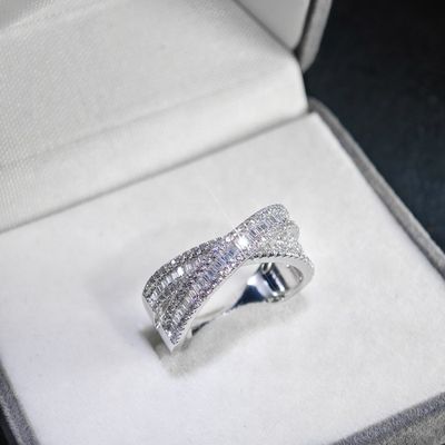 High Quality GRA Iced Out Baguette VVS D Color Moissanite 925 Sterling Silver Pass Diamond Tester Double Band Ring for Women Men