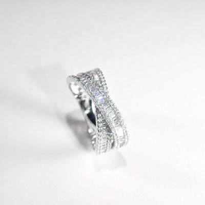 High Quality GRA Iced Out Baguette VVS D Color Moissanite 925 Sterling Silver Pass Diamond Tester Double Band Ring for Women Men