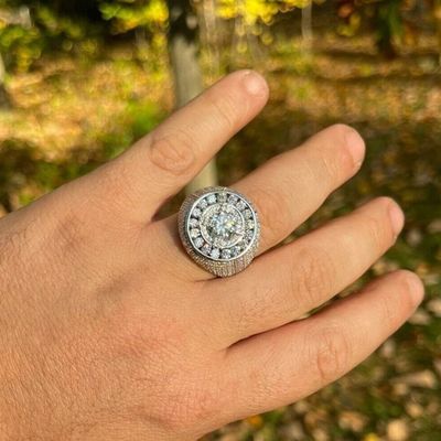 Luxury Hip Hop Men's Ring 925 Sterling Silver Bling Iced Paved GRA VVS Moissanite Diamond Cool Solid Design for Parties
