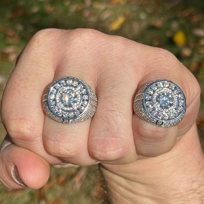 Luxury Hip Hop Men's Ring 925 Sterling Silver Bling Iced Paved GRA VVS Moissanite Diamond Cool Solid Design for Parties