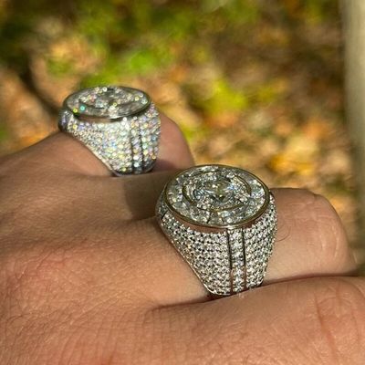Luxury Hip Hop Men's Ring 925 Sterling Silver Bling Iced Paved GRA VVS Moissanite Diamond Cool Solid Design for Parties