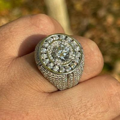 Luxury Hip Hop Men's Ring 925 Sterling Silver Bling Iced Paved GRA VVS Moissanite Diamond Cool Solid Design for Parties