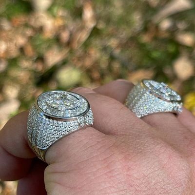 Luxury Hip Hop Men's Ring 925 Sterling Silver Bling Iced Paved GRA VVS Moissanite Diamond Cool Solid Design for Parties