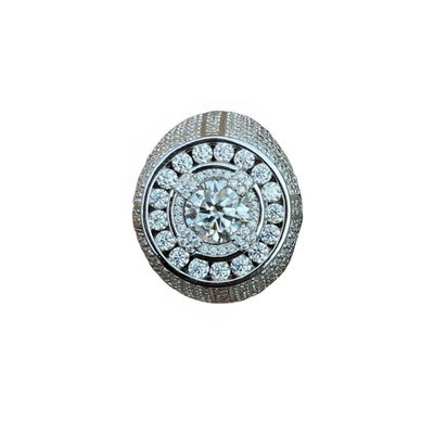 Luxury Hip Hop Men's Ring 925 Sterling Silver Bling Iced Paved GRA VVS Moissanite Diamond Cool Solid Design for Parties