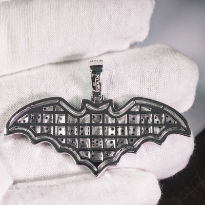 Custom Iced Out Hip Hop VVS Black Moissanite Jewelry Bat Pendant Round Cut 925 Sterling Silver Pass Diamond Tester for Unisex