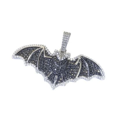 Custom Iced Out Hip Hop VVS Black Moissanite Jewelry Bat Pendant Round Cut 925 Sterling Silver Pass Diamond Tester for Unisex