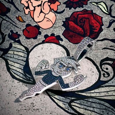 Custom 925 Silver Hip Hop Rapper Pendant for Men Iced Out Cartoon Character Design Moissanite Diamond Necklace Fine Jewelry