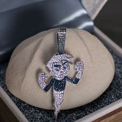 Custom 925 Silver Hip Hop Rapper Pendant for Men Iced Out Cartoon Character Design Moissanite Diamond Necklace Fine Jewelry
