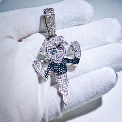Custom 925 Silver Hip Hop Rapper Pendant for Men Iced Out Cartoon Character Design Moissanite Diamond Necklace Fine Jewelry