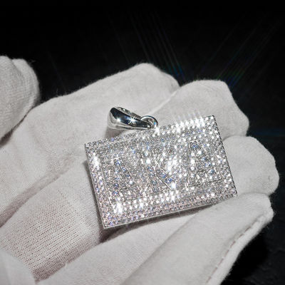 GRA Hip Hop Iced Out Bling 925 Sterling Silver Pass Diamond Tester VVS Moissanite Custom Square Letter AKA Pendant for Men Women