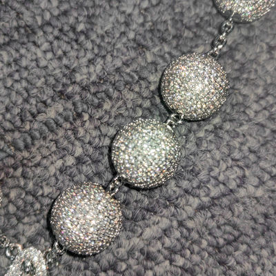 Pass Diamond Tester D Color VVS Moissanite Rosary Diamond 925 Silver Iced Out Virgin Mary 15mm Ball Chain With Cross Pendant