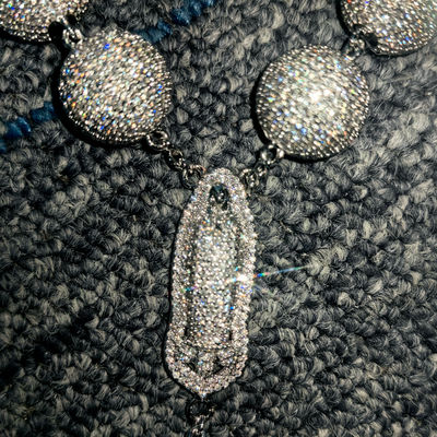 Pass Diamond Tester D Color VVS Moissanite Rosary Diamond 925 Silver Iced Out Virgin Mary 15mm Ball Chain With Cross Pendant