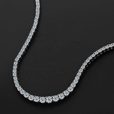 Fine Jewelry Hip Hop Iced Out 3mm to 5mm D Color White VVS Moissanite Tennis Chain Necklace 925 Sterling Silver Women Men Gift