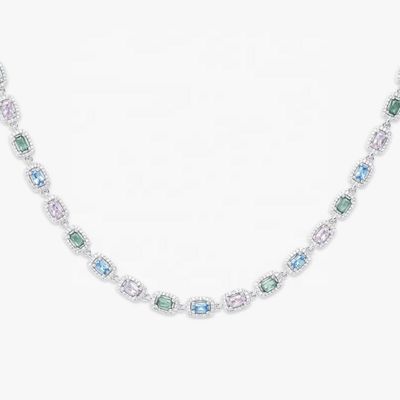 Pass Diamond Tester Hip Hop D Color Moissanite Mix Colorful Multi Gemstone Tennis Chain With 925 Sterling Silver GRA Women Men