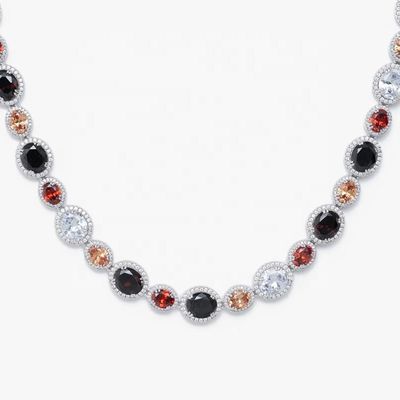 Pass Diamond Tester Hip Hop D Color Moissanite Mix Colorful Multi Gemstone Tennis Chain With 925 Sterling Silver GRA Women Men
