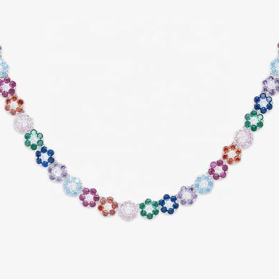 Pass Diamond Tester Hip Hop D Color Moissanite Mix Colorful Multi Gemstone Tennis Chain With 925 Sterling Silver GRA Women Men
