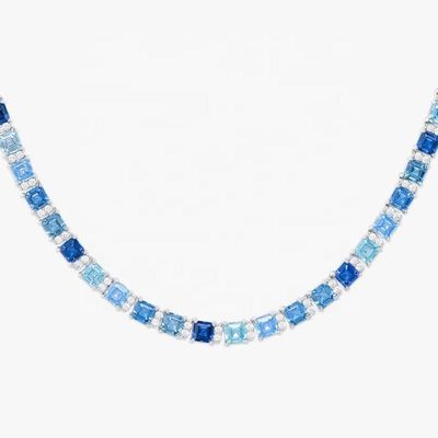 Hip Hop Passd Diamond Tester 925 Sterling Silver Iced Out Colorful Gemstone  VVS Moissanite  Cluster Tennis Chain for Women Men