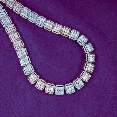 Pass Diamond Tester Hip Hop D Color Baguette 13mm Moissanite Square Men's Cluster Tennis Chain With 925 Sterling Silver GRA