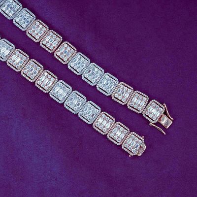 Pass Diamond Tester Hip Hop D Color Baguette 13mm Moissanite Square Men's Cluster Tennis Chain With 925 Sterling Silver GRA