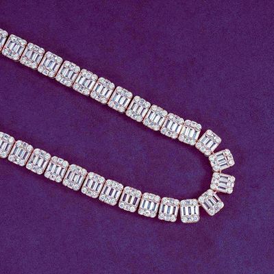 Hip Hop GRA Bling VVS 925 Sterling Silver Pass Diamond Tester Cluster Princess Baguette Cut Moissanite Tennis Chain for Men