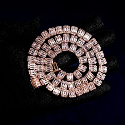 Hip Hop GRA Bling VVS 925 Sterling Silver Pass Diamond Tester Cluster Princess Baguette Cut Moissanite Tennis Chain for Men