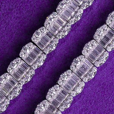 Wholesale Hip Hop Fine Jewelry 7MM 8MM VVS Moissanite Men's Baguette Tennis Chain With 925 Sterling Silver Pass Diamond Tester
